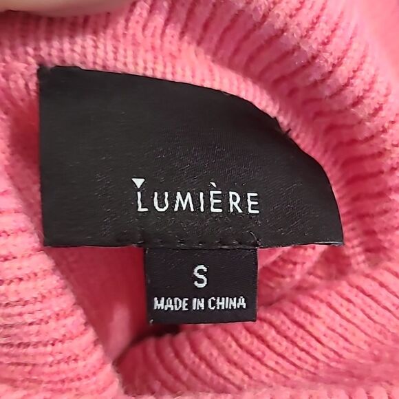 Lumiere Women's pink turtleneck boxy crop sweater size S cozy soft preppy casual - Picture 5 of 11